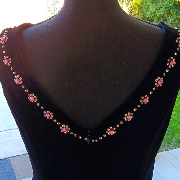 ❤️Jessica Howard vintage Y2K black velveteen maxi evening dress with rhinestones - Picture 4 of 10